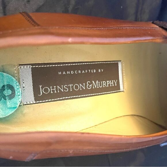 JOHNSTON & MURPHY BROWN LEATHER CROC  VAMP TASSEL LOAFERS MADE IN ITALY SZ 8 M - Picture 6 of 13